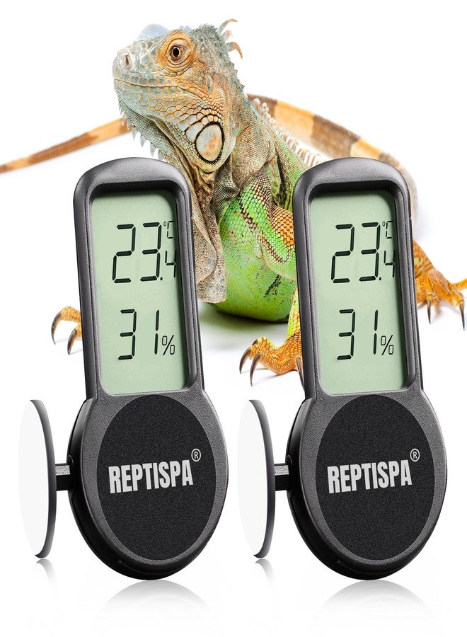 REPTISPA Reptile Thermometer Hygrometer, Pack of 2 Digital Thermometer Humidity Meter for Reptile Terrarium, Temperature Gauge Humidity Gauge with Digital LCD Display for Bearded Dragon Tank - Image 1